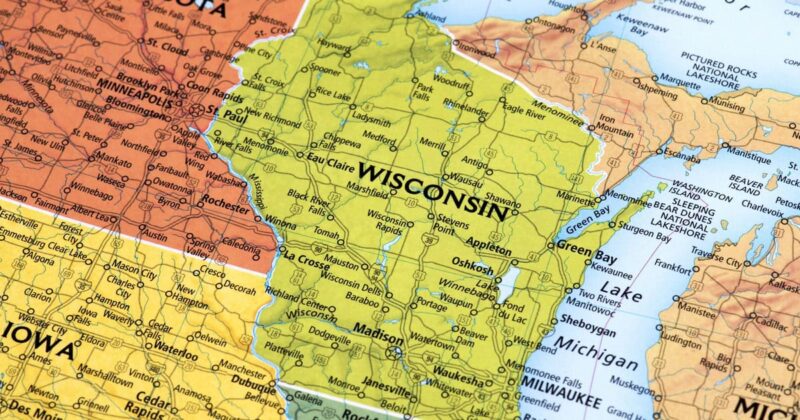 Map of Wisconsin stock photo for SWE Wisconsin event