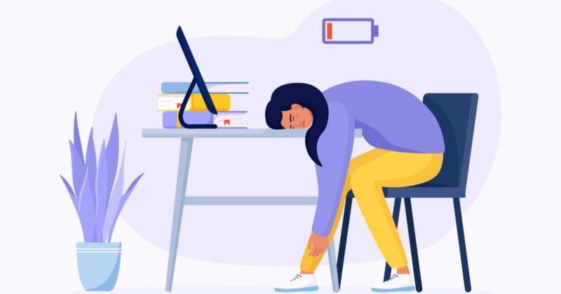 illustration of a woman experiencing failure and burnout in engineering