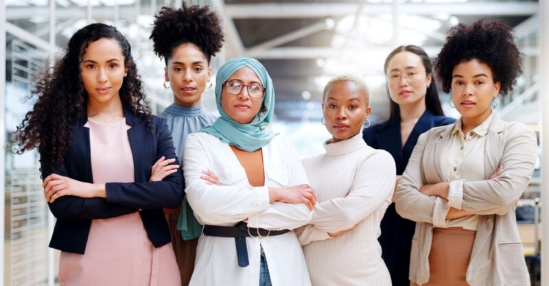 stock image of six women in stem