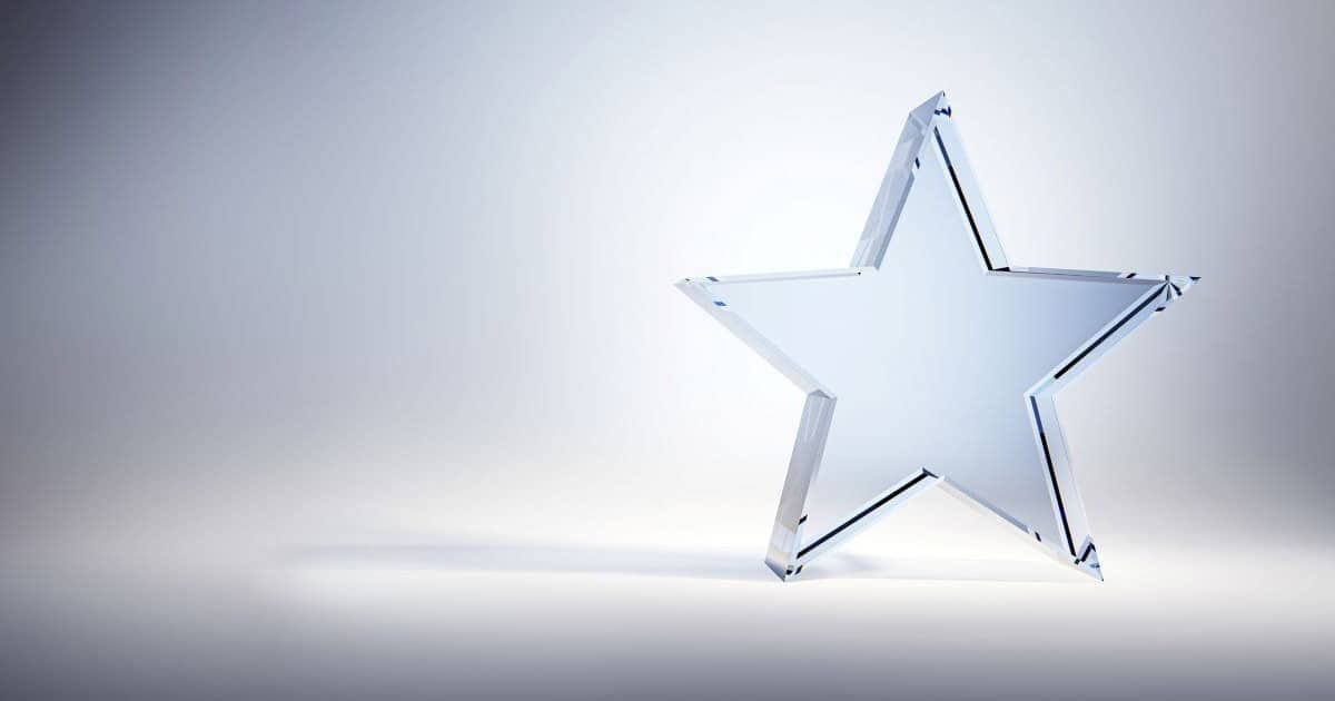 Stock image of glass star award trophy